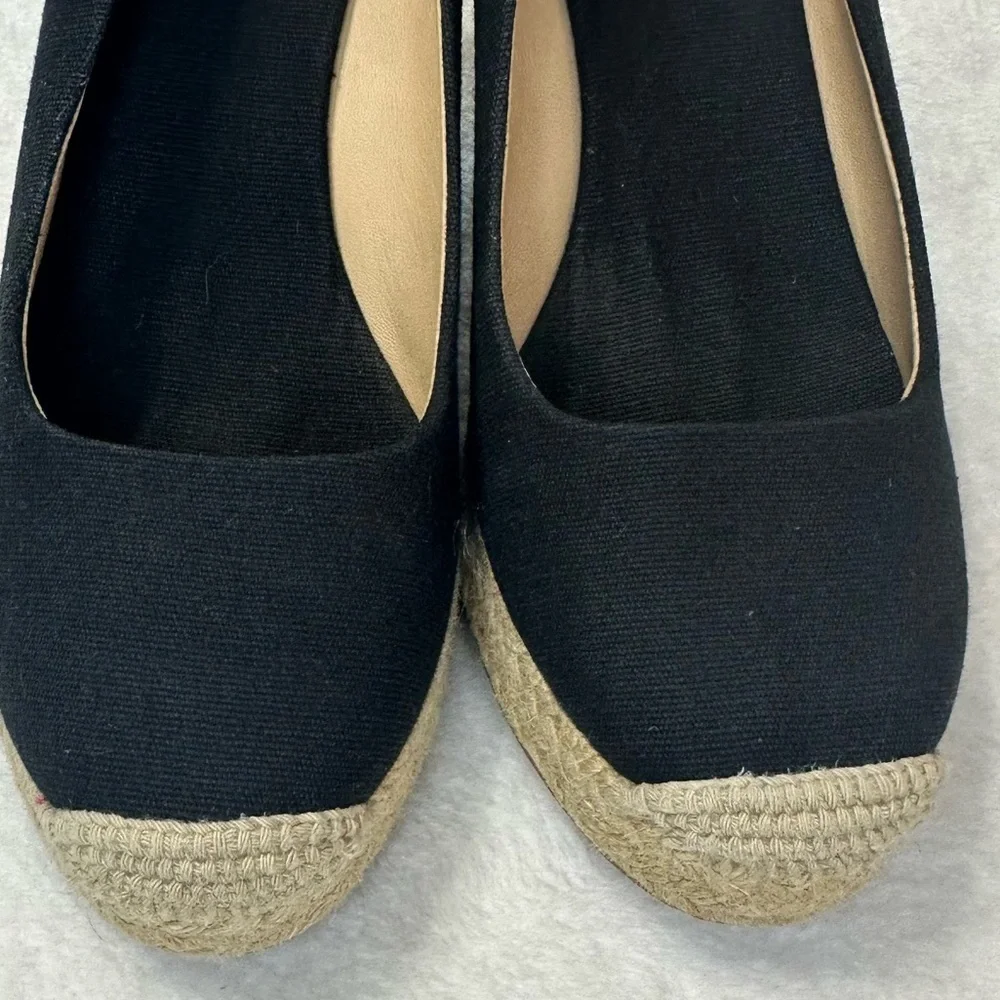 J. Crew Black Seville Espadrille Canvas Jude Wedges Size 9